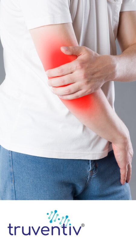 a Person holding their Arm With The elbow Area Highlighted in Red